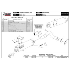 Silencieux MIVV Oval Slip-on en acier inoxydable pour HONDA Hornet 600