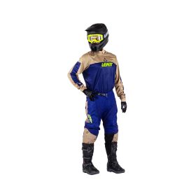 Completo moto LEATT Moto 3.5 Ride marrone blu maglia e pantaloni