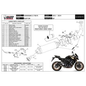 MIVV GP Silencieux Noir Slip-on pour KAWASAKI Z 750 R