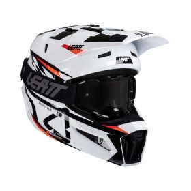 LEATT Moto 3.5 Motocross helmet white black red with 3.5 goggles