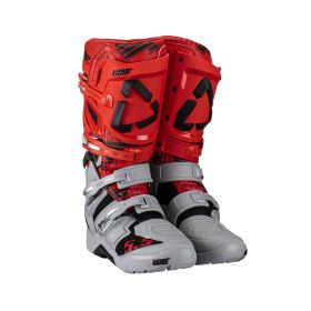 Stivali moto LEATT Moto 5.5 FlexLock Enduro JW22 rosso grigio chiusura SideLock