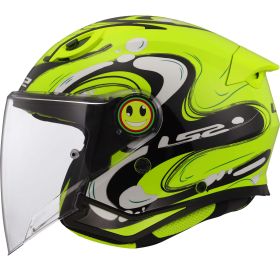 Casque de Moto Enfant LS2 OF622 FUNNY II Glup Jaune Brillant Haute Visibilité