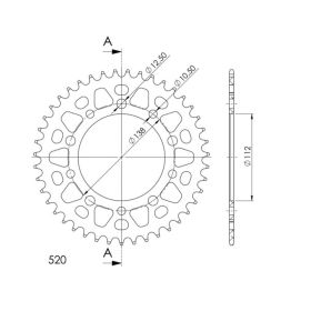 CORONA IN ALLUMINIO PASSO 520 - Z 38 DENTI (DIS.11509)