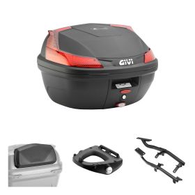 Kit topcase GIVI B37 BLADE noir rouge pour KYMCO Dink R 125/150 Tunnel / Flat