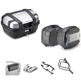 GIVI TREKKER LITE valise en aluminium noir/gris 52/35L pour MOTO GUZZI V85 TT