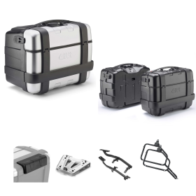 Kit GIVI bauletto valigia TREKKER alluminio grigio/nero 46/33L per BMW
