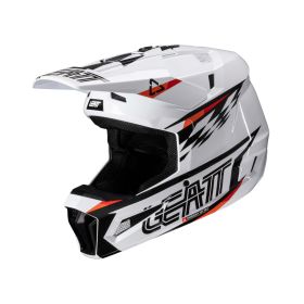 LEATT Moto 3.5 Motocross helmet white black red with 3.5 goggles