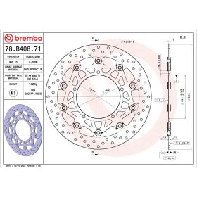 Disque de frein flottant BREMBO 78B40871 série or D.320 épaisseur 5 mm 5 trous pour YAMAHA