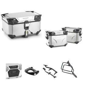 GIVI EVO SMART Aluminum Gray Top Case Luggage 58/48L for MOTO GUZZI V85 TT