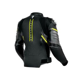 REBELHORN VELOCE men's leather motorcycle jacket black/grey/fluorescent yellow
