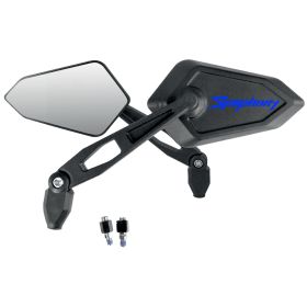 Schwarzes Street Mirror Paar mit blauem SYM SYMPHONY 125 Logo