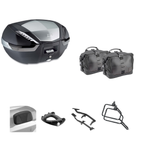 Kit GIVI bauletto V47 TECH borsa CORIUM nero fumè 47/13L per YAMAHA