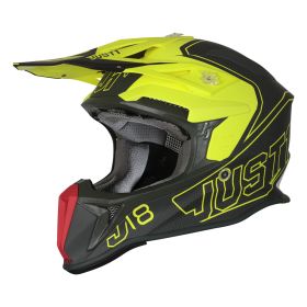 CASQUE TOUT TERRAIN JUST1 J18 MIPS VERTIGO ROUGE / GRIS / JAUNE FLUO