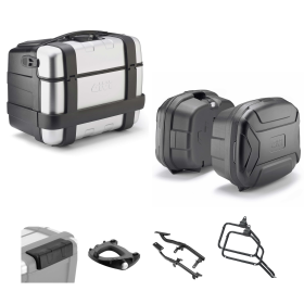 GIVI TREKKER LITE Aluminium grau/schwarz Koffer 46/35L für MOTO GUZZI STELVIO