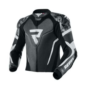 Giacca moto uomo in pelle REBELHORN REBEL nera/gialla fluo