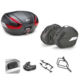 GIVI V47 Top Case Kit WL900B carbon/rot 47/25L für TRIUMPH TIGER