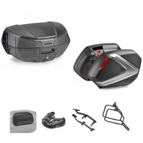 Kit de Top Case GIVI V49 AIR V37 Noir Fumé/Rouge 49/37L pour SUZUKI DL V STROM