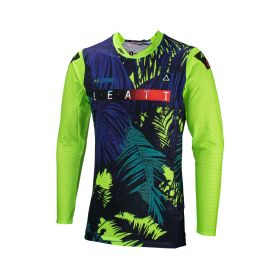 Maillot motocross LEATT Moto 5.5 UltraWeld Jungle vert bleu filet élastique