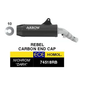 ARROW Slip-On Auspuff genehmigte Rebel Carbon-Kappe für Honda CMX 1100 Rebel T