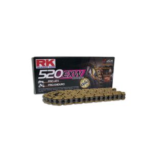 Kit transmission chaîne EXW RK Gold 98 maillons 520 pignon noir 38t pignon course 14t