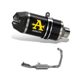 ARROW Indy Race Slip-On Muffler dark aluminum end cap and collector for Aprilia RS 660