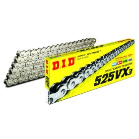 DID X-Ring VX3 Open Chain 120 Links 525 Silver Rivet Closure