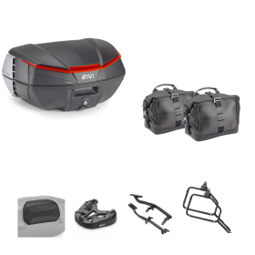 GIVI V49 AIR Top Case Kit CORIUM Tasche Schwarz Orange 49/13L für BENELLI LEONCINO