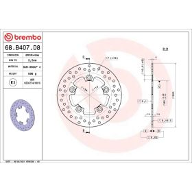 Disque frein fixe BREMBO 68B407D8 série or acier inoxydable D.200 épaisseur 4 mm 5 trous