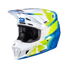 Casco motocross LEATT Moto 7.5 Pixel bianco blu giallo con maschera 4.5