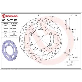 Disque de frein fixe BREMBO 68B407K2 Gold Series D.310 Épaisseur 5mm 6 trous pour TRIUMPH