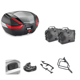 Kit GIVI bauletto V47 borsa CORIUM nero rosso 47/13L per BENELLI LEONCINO