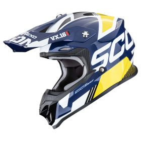 Casco motocross Scorpion EXO VX-16 EVO AIR Analog blu giallo
