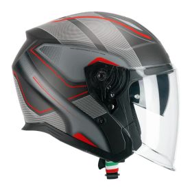 Casco Jet CGM 136G RNA Sport Grigio Rosso Opaco