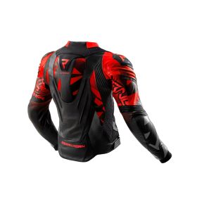 REBELHORN INFERNO Men's Leather Motorcycle Jacket Black/Fluo Red