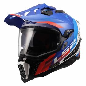 Enduro helmet dual road LS2 MX701 EXPLORER HEXA white blue red