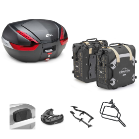 GIVI V47 Top Case Kit CANYON Carbon/Red 47/35L for HONDA