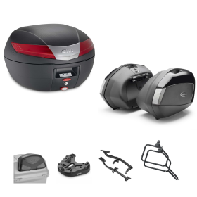 GIVI V40 Top Case Kit V35 TECH Schwarz Rot/Smoke 40/35L für SUZUKI DL V STROM