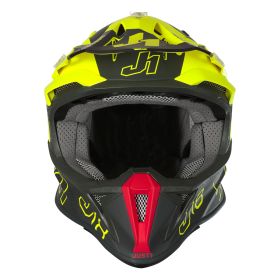CASQUE TOUT TERRAIN JUST1 J18 VERTIGO ROUGE / GRIS / JAUNE FLUO