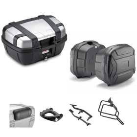 GIVI TREKKER LITE Aluminum Grey/Black Top Case Luggage 52/35L for BMW R GS ADVENTURE