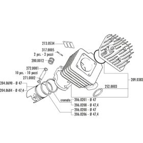 POLINI racing thermal group D.47 stroke 39.1 67.8cc cast iron cylinder