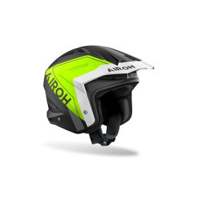 Casque Jet Trial AIROH TRR II Hunt Noir Blanc Jaune Mat