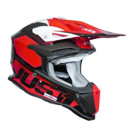 Casco Motocross JUST1 J18F HEXA bianco/rosso fluo/nero