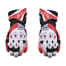 Motorcycle Gloves Racing FIVE RFX1 EVO Summer Leather White Red Fluo