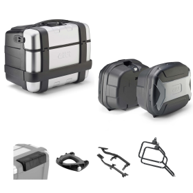 GIVI TREKKER LITE Aluminium schwarz/grau Topcase Koffer 46/35L für MOTO GUZZI V85 TT