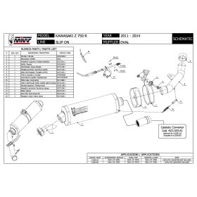 Silencieux MIVV Oval Slip-on en acier inoxydable pour KAWASAKI Z 750 R