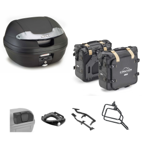 GIVI VISION TECH 34L Kit de Top Case CANYON Noir Fumé 34/25L pour SUZUKI DL V STROM