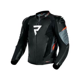 REBELHORN VELOCE Men's Leather Motorcycle Jacket Black/Fluorescent Red