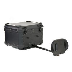 Coocase Schwarzes Aluminium Topcase X1 55L Universelle Platte und verstellbare Rückenlehne
