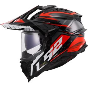 Dual Road Helmet LS2 MX701 EXPLORER Spire Black Gloss Titanium Red