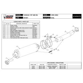 MIVV Oval Slip-on Auspuff homologiert aus Edelstahl für YAMAHA yzf 600 r6